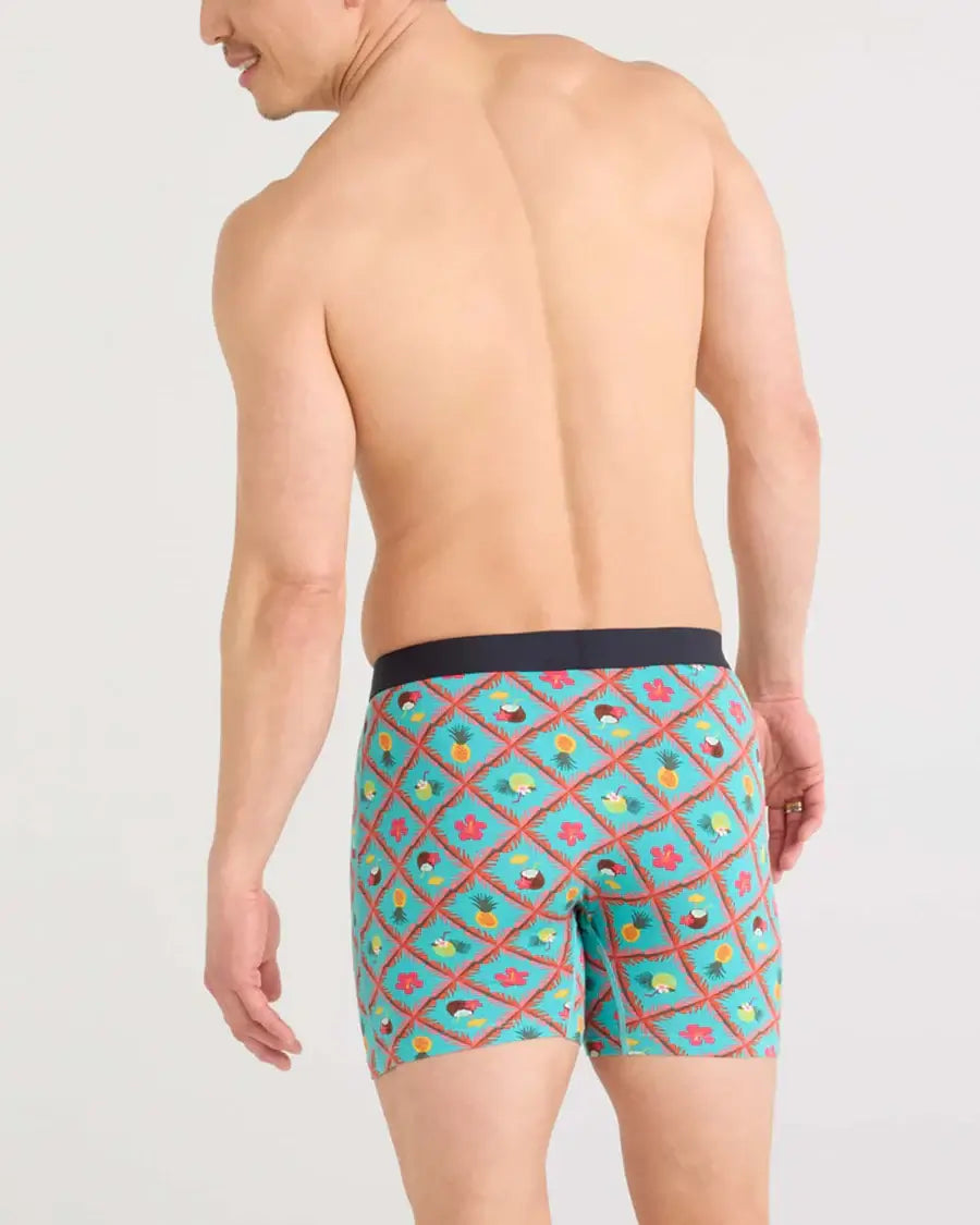 Saxx Ultra Super Soft Comfort Blend Boxer Briefs - Pina Colada Plaid-Aqua