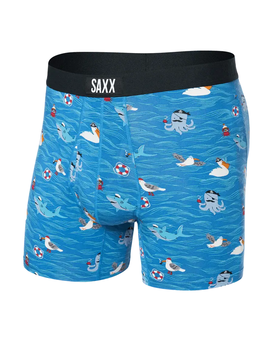 Saxx Ultra Super Soft Comfort Blend Boxer Briefs - Seas The Day-Lake Blue