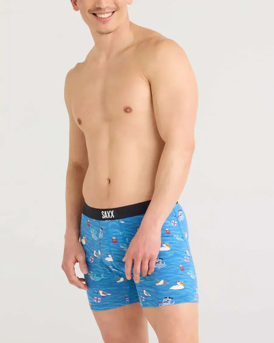 Saxx Ultra Super Soft Comfort Blend Boxer Briefs - Seas The Day-Lake Blue