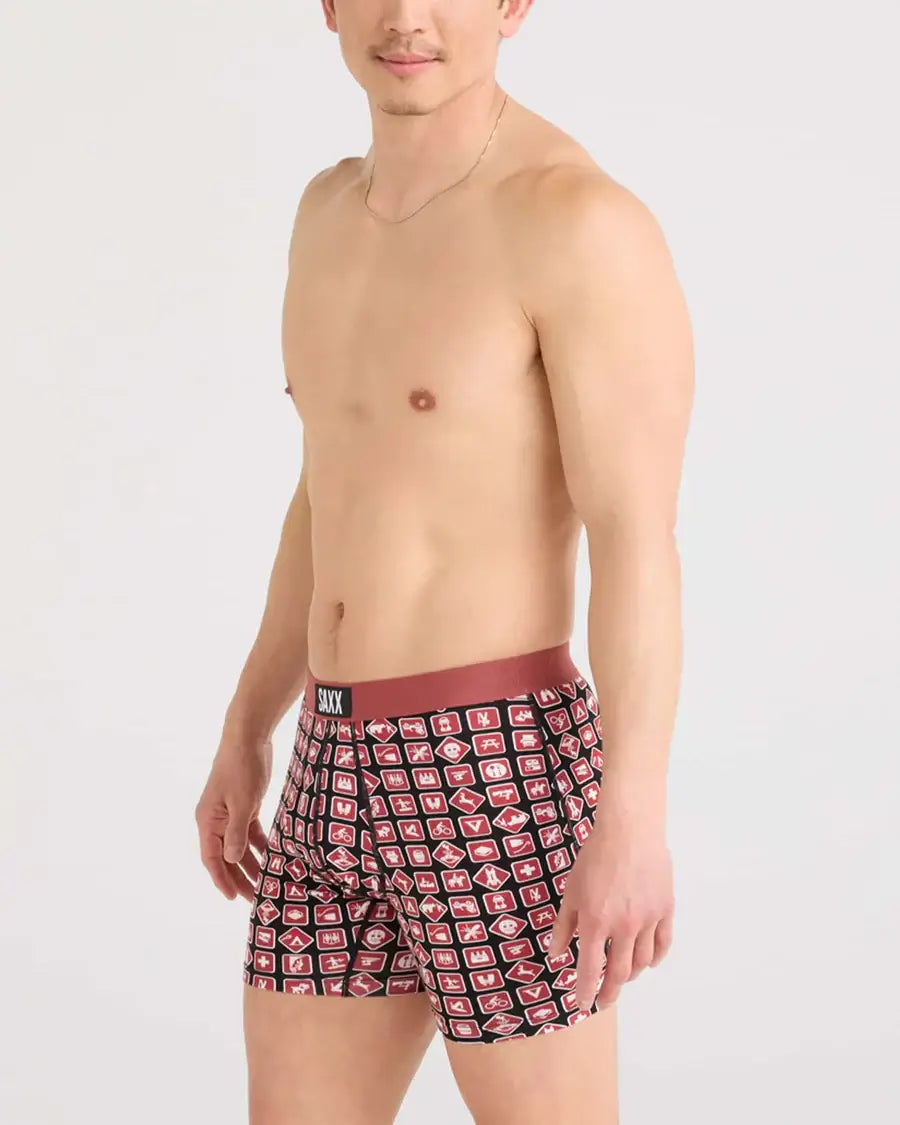 Saxx Ultra Super Soft Comfort Blend Boxer Briefs - Sign OFF Black