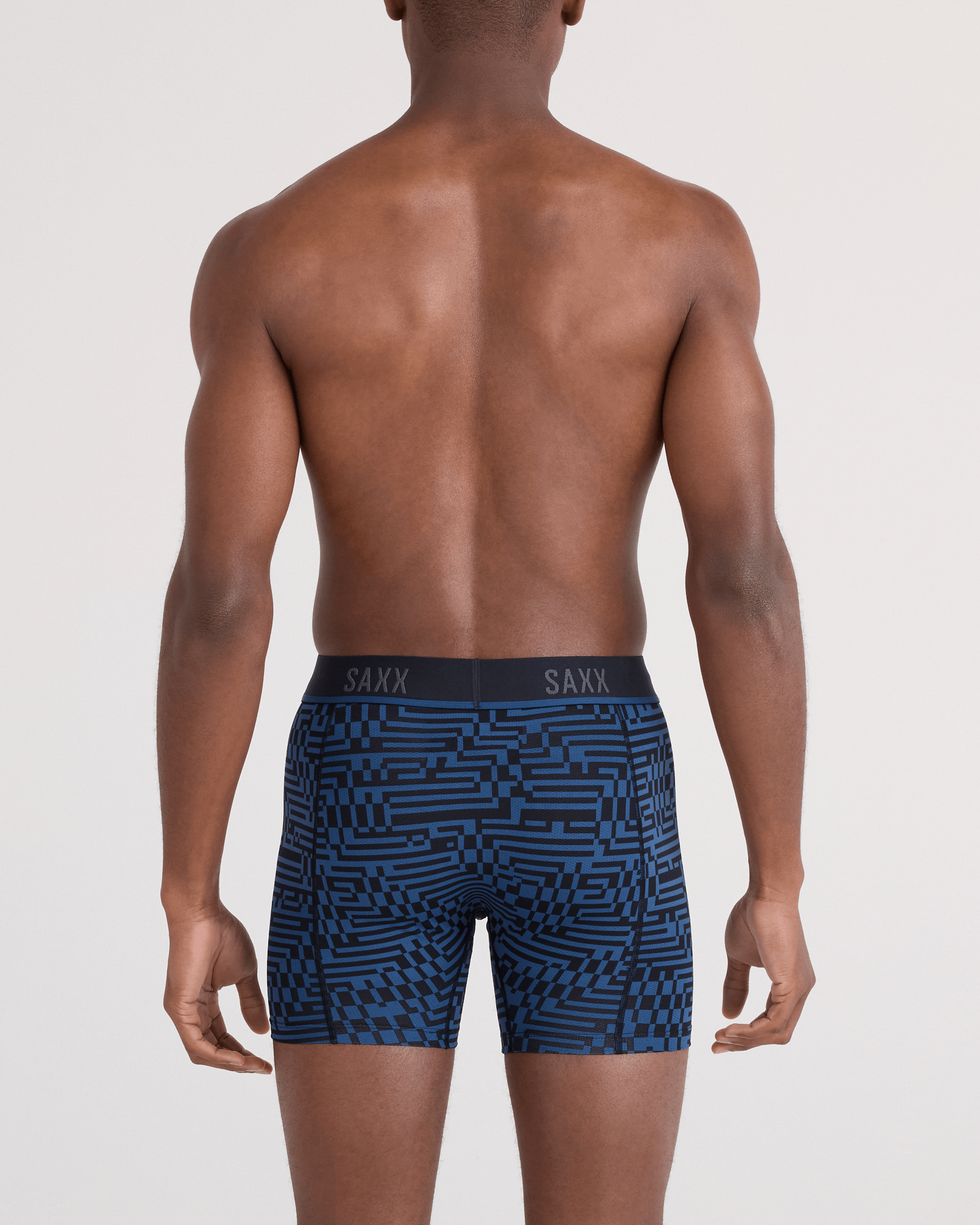 Saxx Kinetic Light Compression Mesh Boxer Briefs - Maze Camo, Navy Dawn