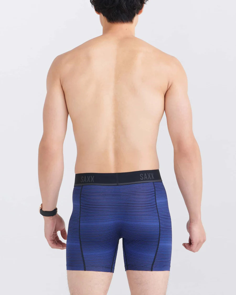Saxx Kinetic Light-Compression Mesh High Performance Boxer Brief 5" - Variegated Stripe- Blue