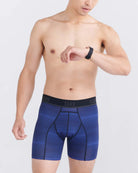 Saxx Kinetic Light-Compression Mesh High Performance Boxer Brief 5" - Variegated Stripe- Blue