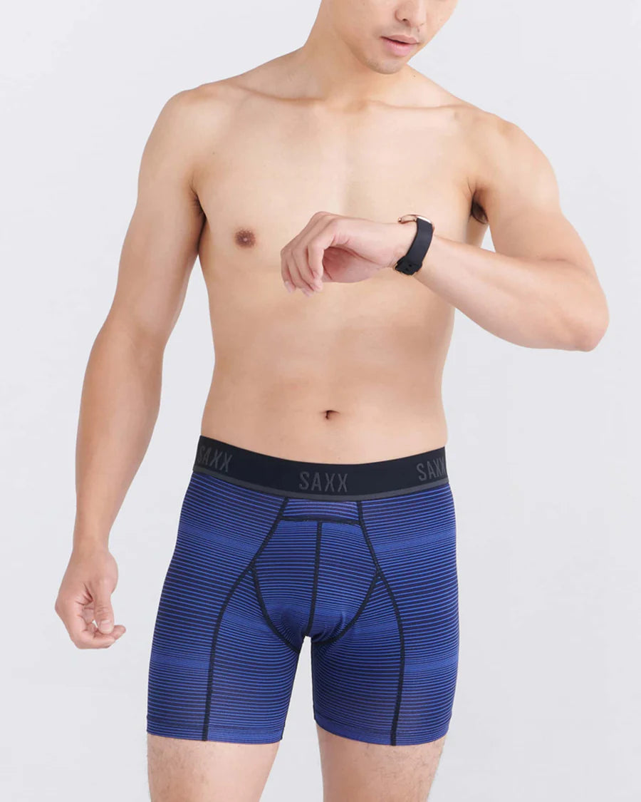 Saxx Kinetic Light-Compression Mesh High Performance Boxer Brief 5" - Variegated Stripe- Blue