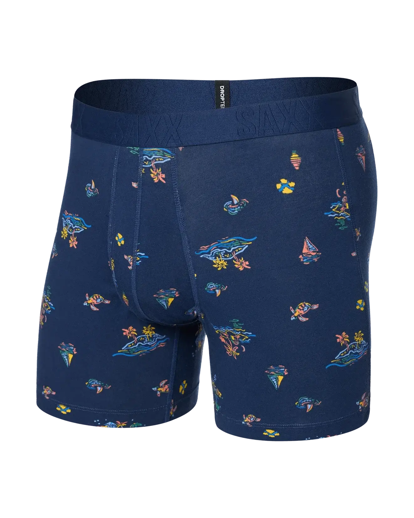 Saxx DropTemp® Cooling Cotton Boxer Brief 5" - Island Life-Midnight