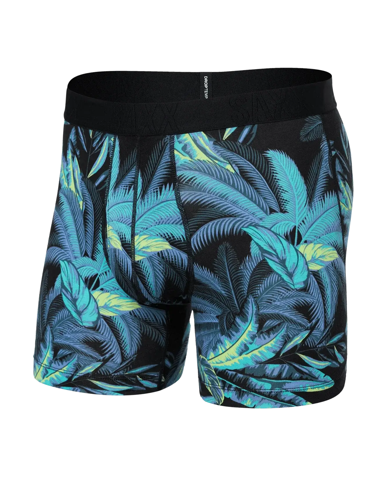 Saxx DropTemp® Cooling Cotton Boxer Brief 5" - Tropical Jungle - Blue