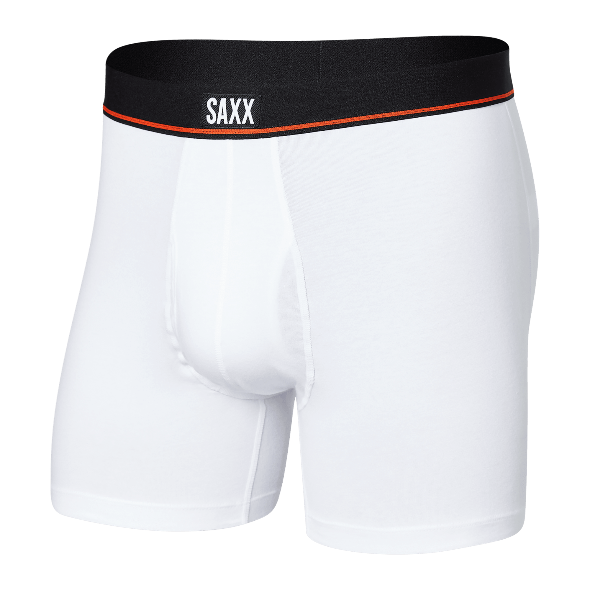 Saxx Underwear Non Stop Stretch Cotton Boxer Briefs - White – Trunks and  Boxers