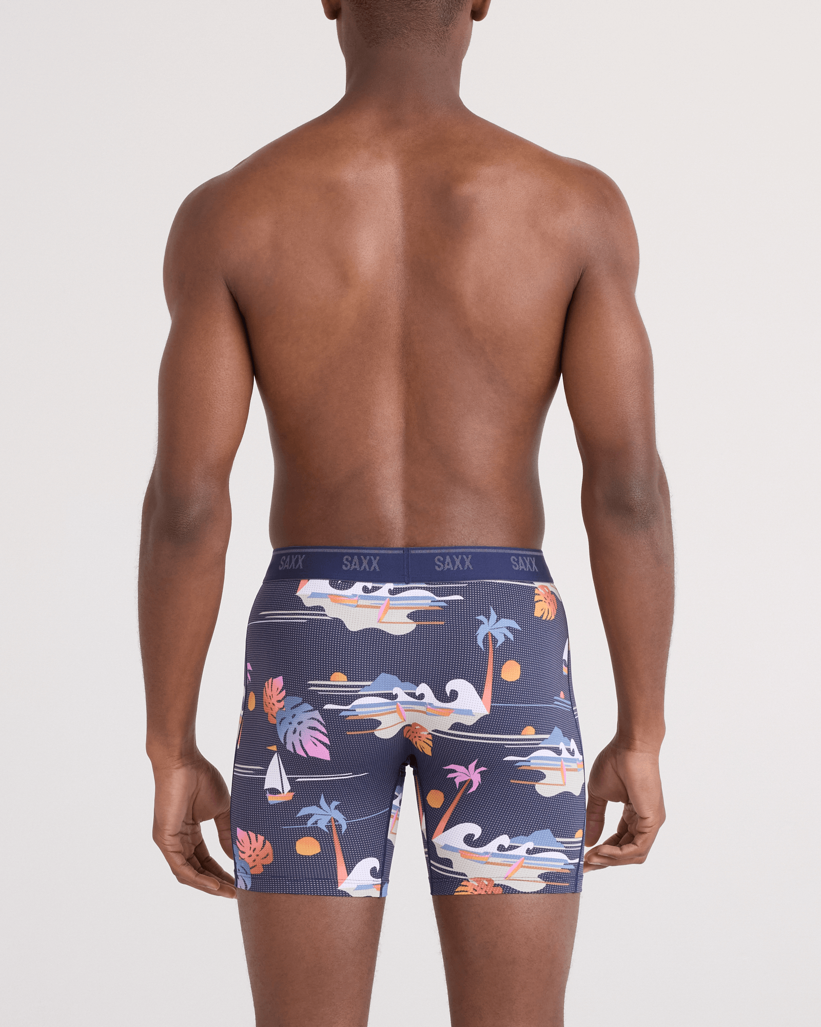 Saxx Underwear Quest Quick Dry Mesh Boxer Brief Fly - Sunny Adventure-Maritime
