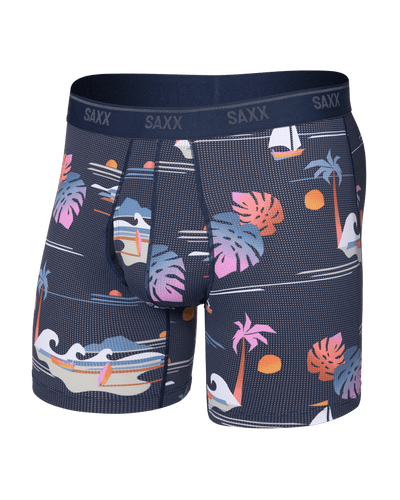 Saxx Underwear Quest Quick Dry Mesh Boxer Brief Fly - Sunny Adventure-Maritime