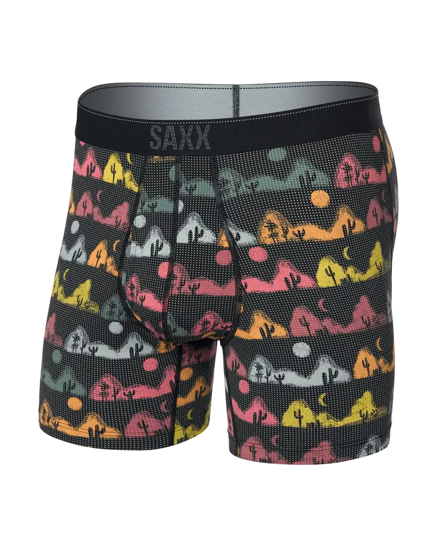 Saxx Underwear Quest Quick Dry Mesh Boxer Brief Fly - Mesa Nightfall-Black