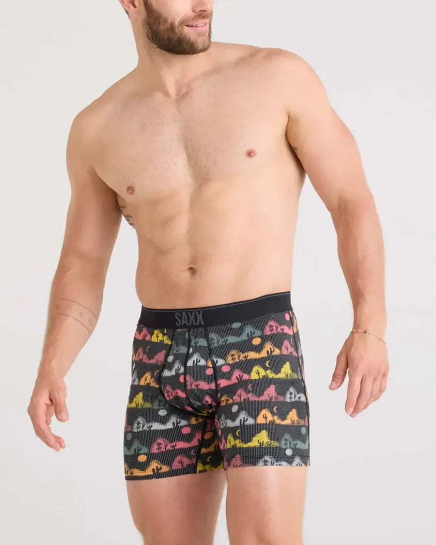 Saxx Underwear Quest Quick Dry Mesh Boxer Brief Fly - Mesa Nightfall-Black