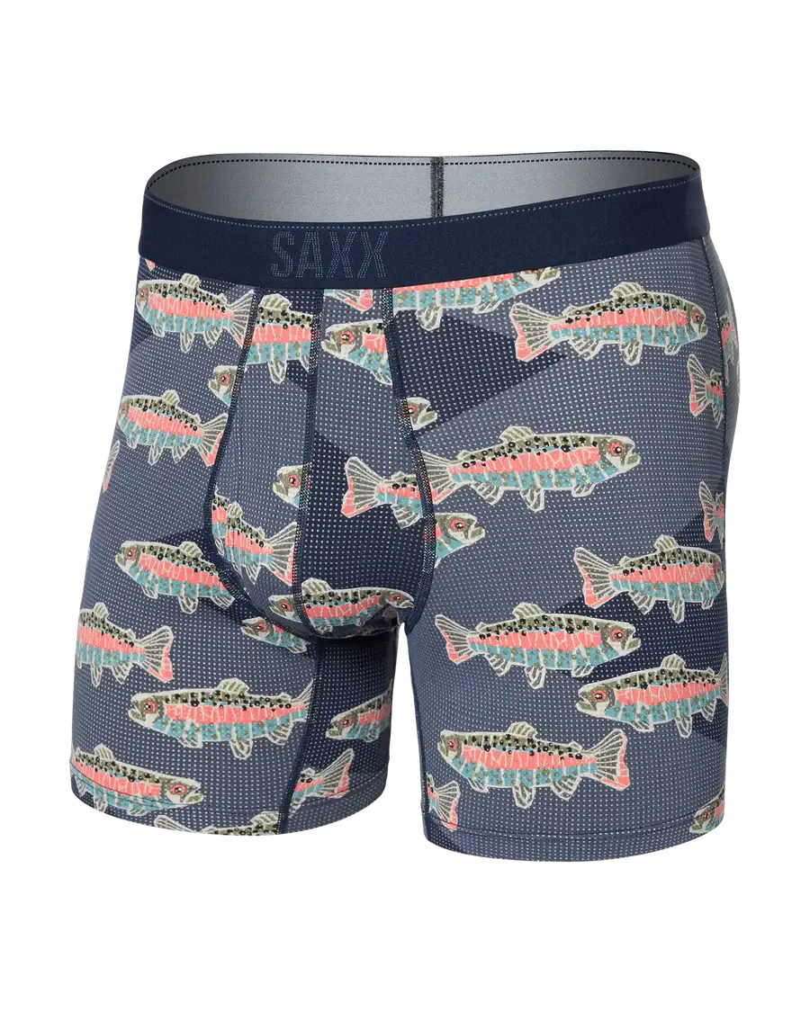 Saxx Underwear Quest Quick Dry Mesh Boxer Brief Fly - Mosaic Trout-Maritime