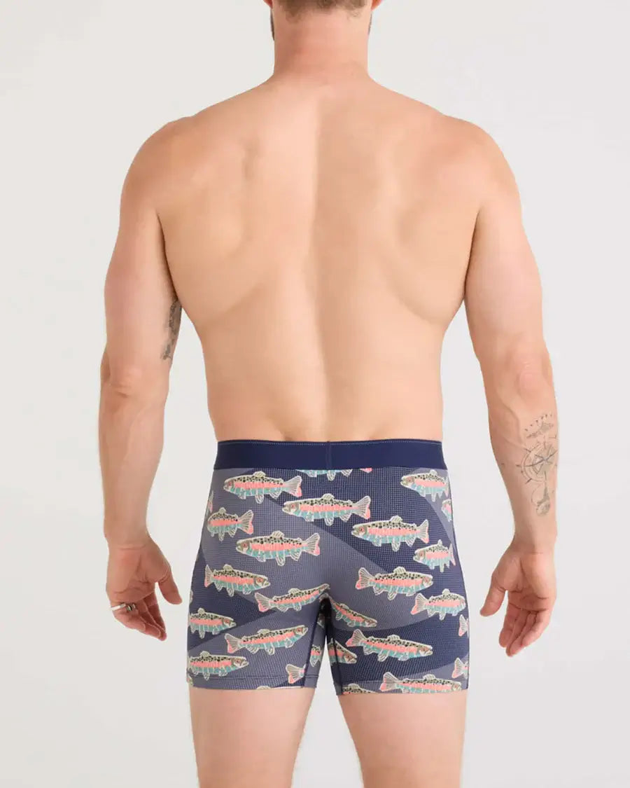 Saxx Underwear Quest Quick Dry Mesh Boxer Brief Fly - Mosaic Trout-Maritime