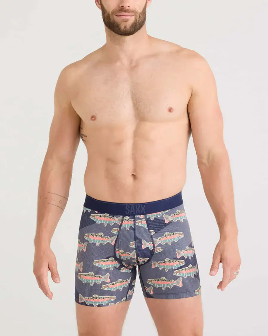 Saxx Underwear Quest Quick Dry Mesh Boxer Brief Fly - Mosaic Trout-Maritime