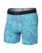 Saxx Underwear Quest Quick-Dry Mesh Performance Boxer Brief 5" - Surf Flowers-Turquoise