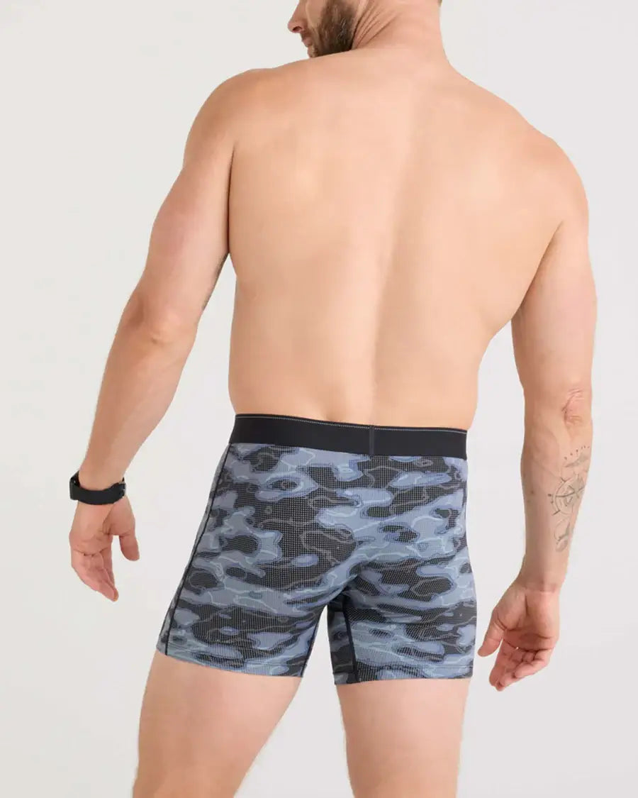 Saxx Underwear Quest Quick Dry Mesh Boxer Brief Fly - Waterdrop Camo Black