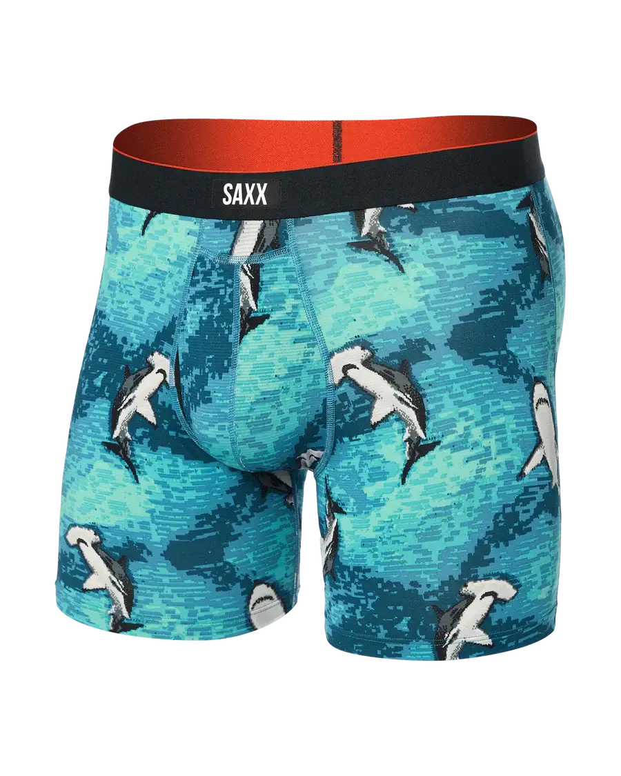 Saxx Multi-Sport Performance Mesh Boxer Brief 6" - Hammerhead Camo-Aqua