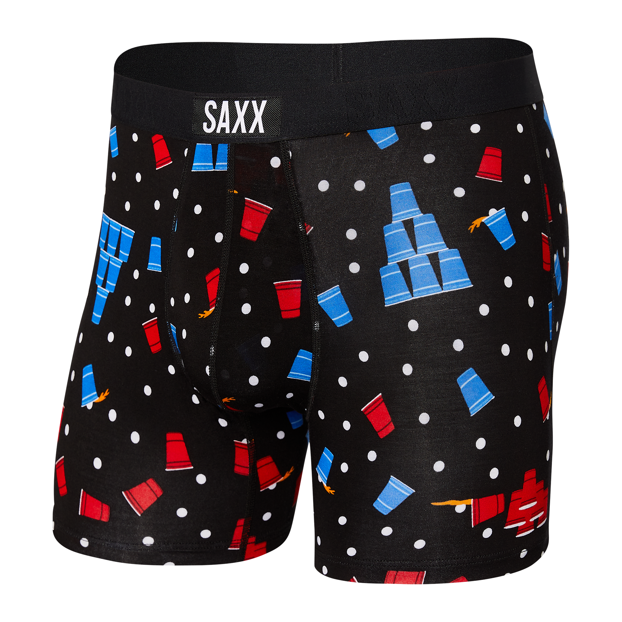 Saxx Underwear Vibe Supersoft 1 Pack Boxer Briefs - Black Beer Champs