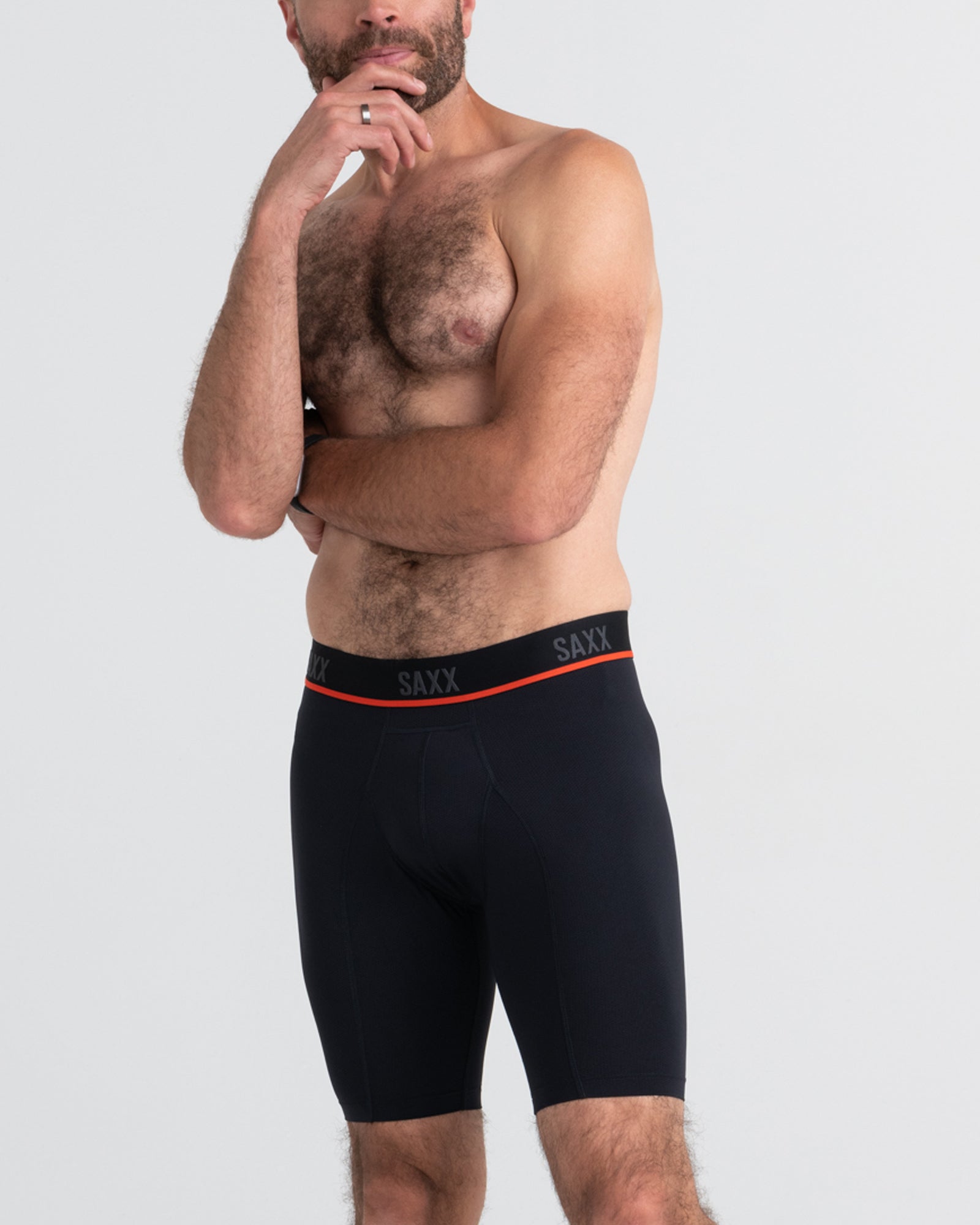 Saxx Underwear Kinetic Light-Compression Mesh Long Leg Boxer Briefs - 8"