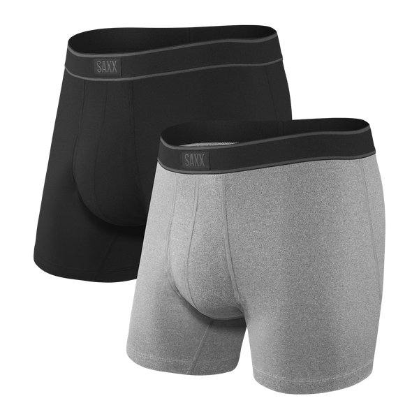 Saxx Underwear Day Tripper 2 Pack Boxer briefs - Black/Grey Heather ...