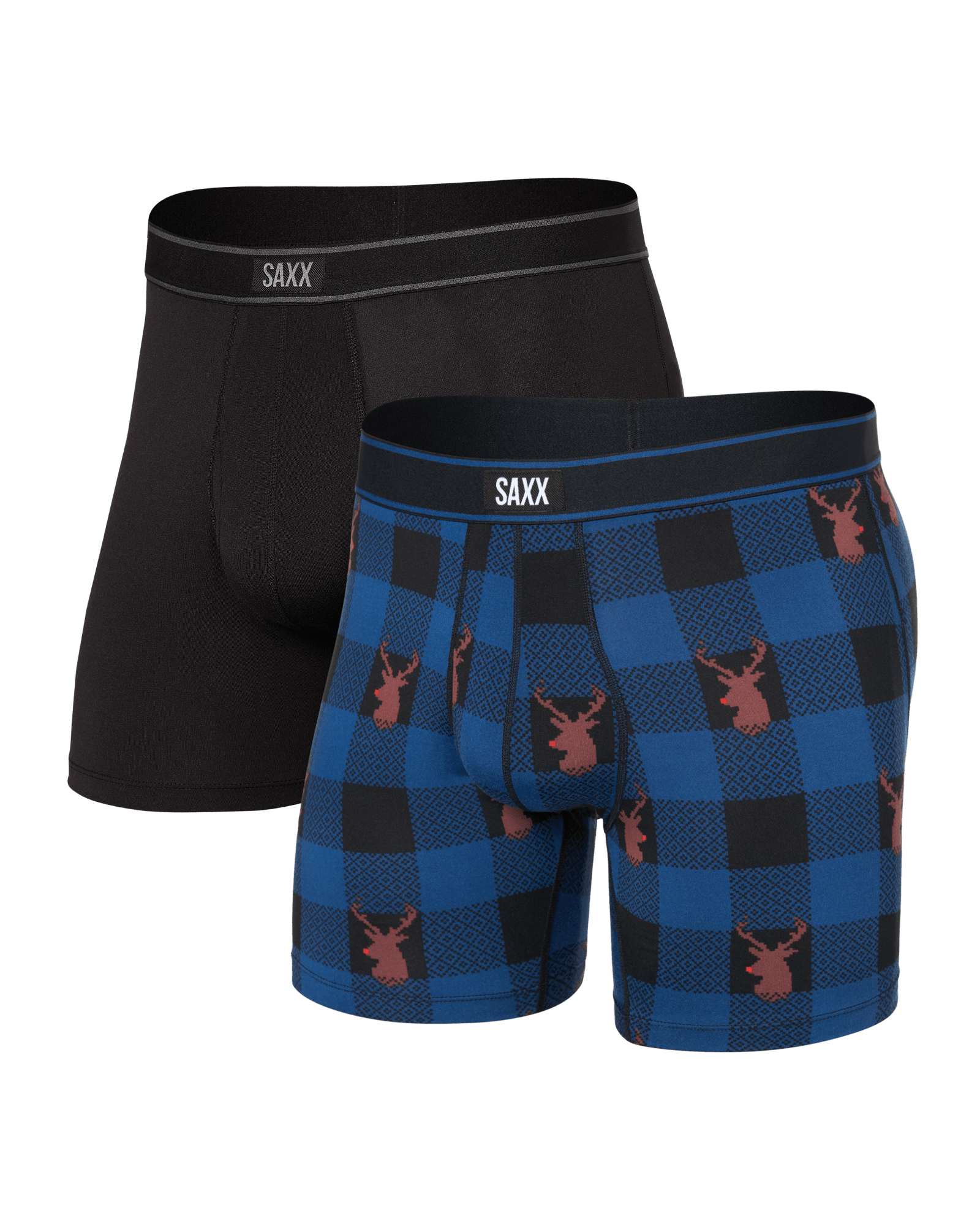 SAXX Daytripper Comfort Stretch 2 Pack Boxer Brief 6" – Nose So Brite / Black