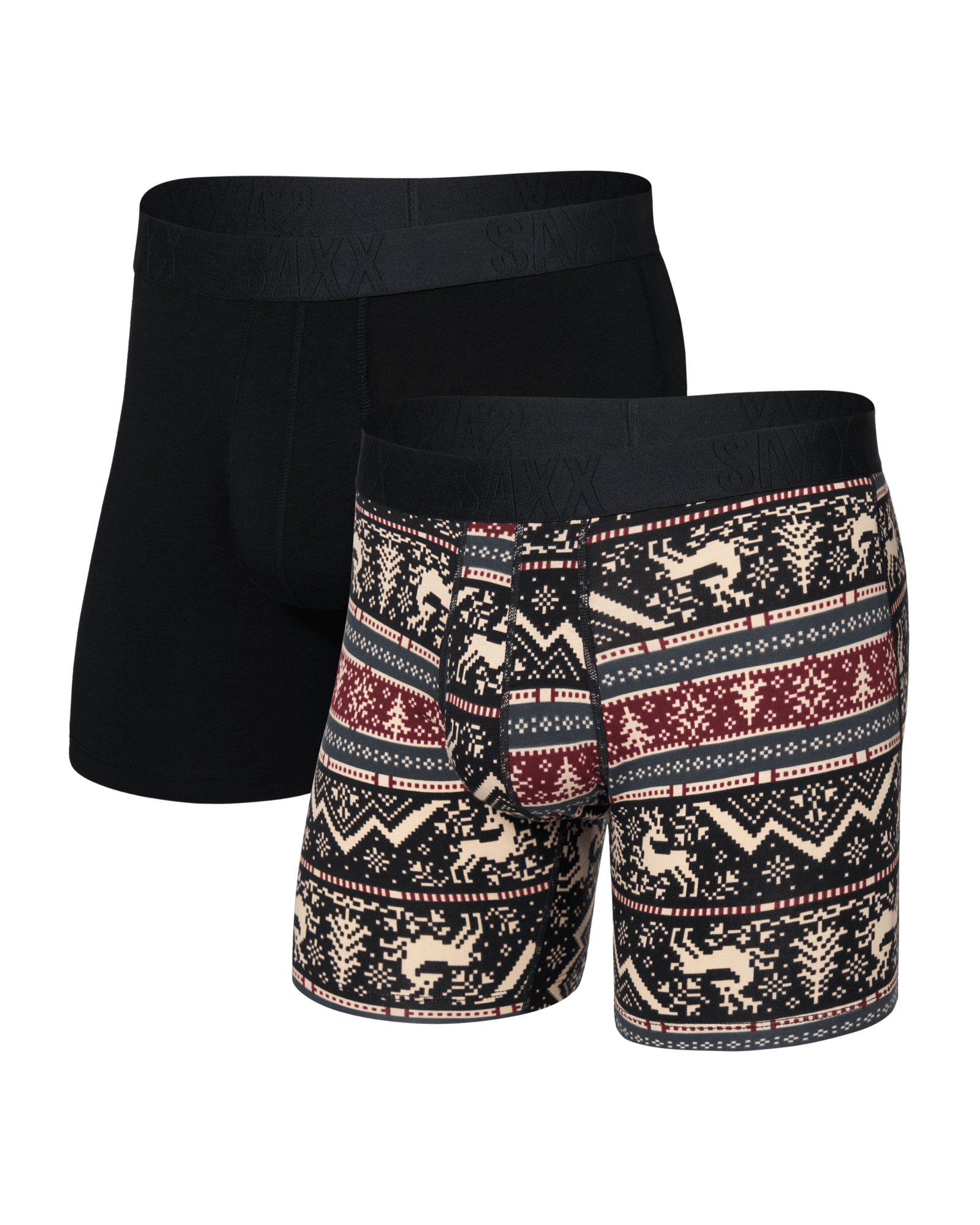 SAXX DropTemp™ Cooling Cotton Boxer Briefs 2 Pack, Caribou / Black