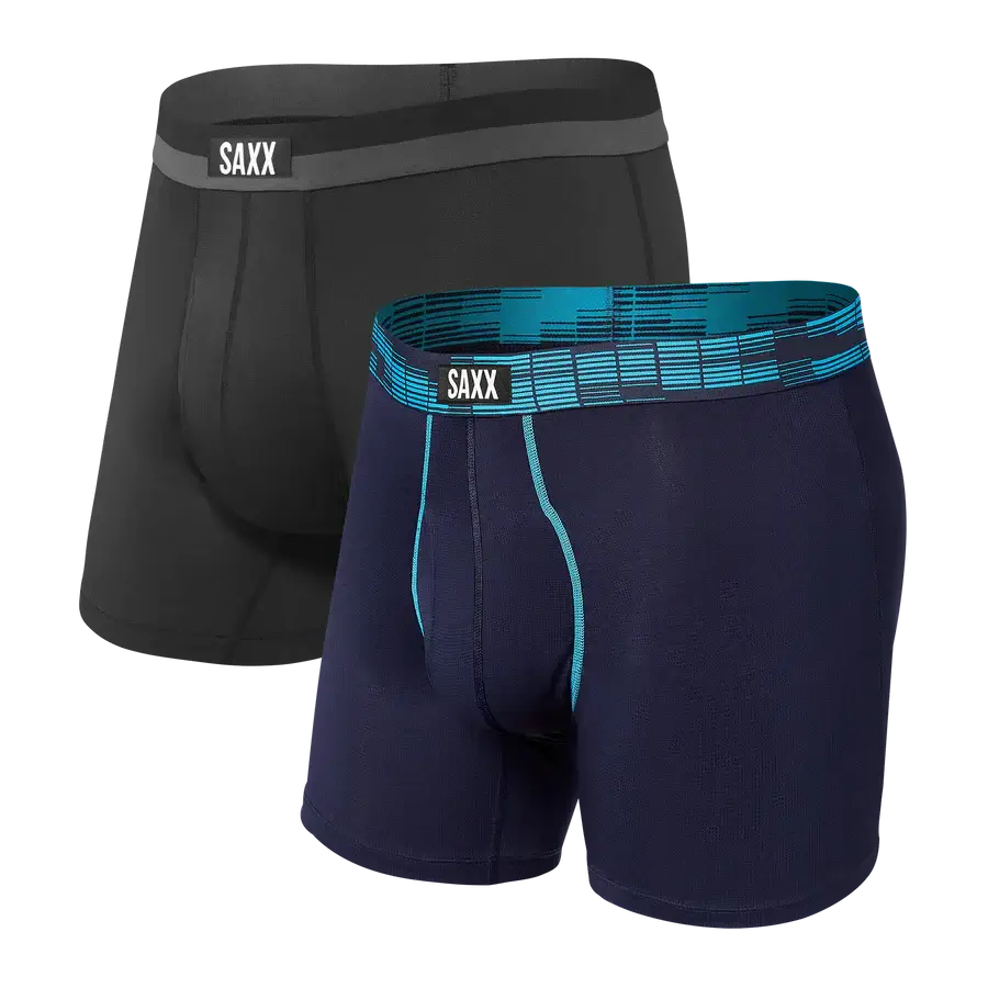 Saxx Sport Mesh 2 Pack Boxer Briefs - Navy Digi DNA / Black
