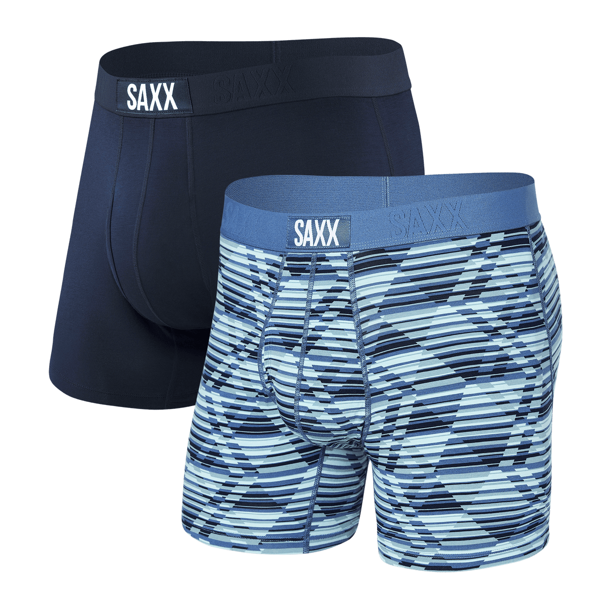 Saxx Ultra Super Soft 2 Pack Boxer Briefs - Dazed Argyle / Navy ...