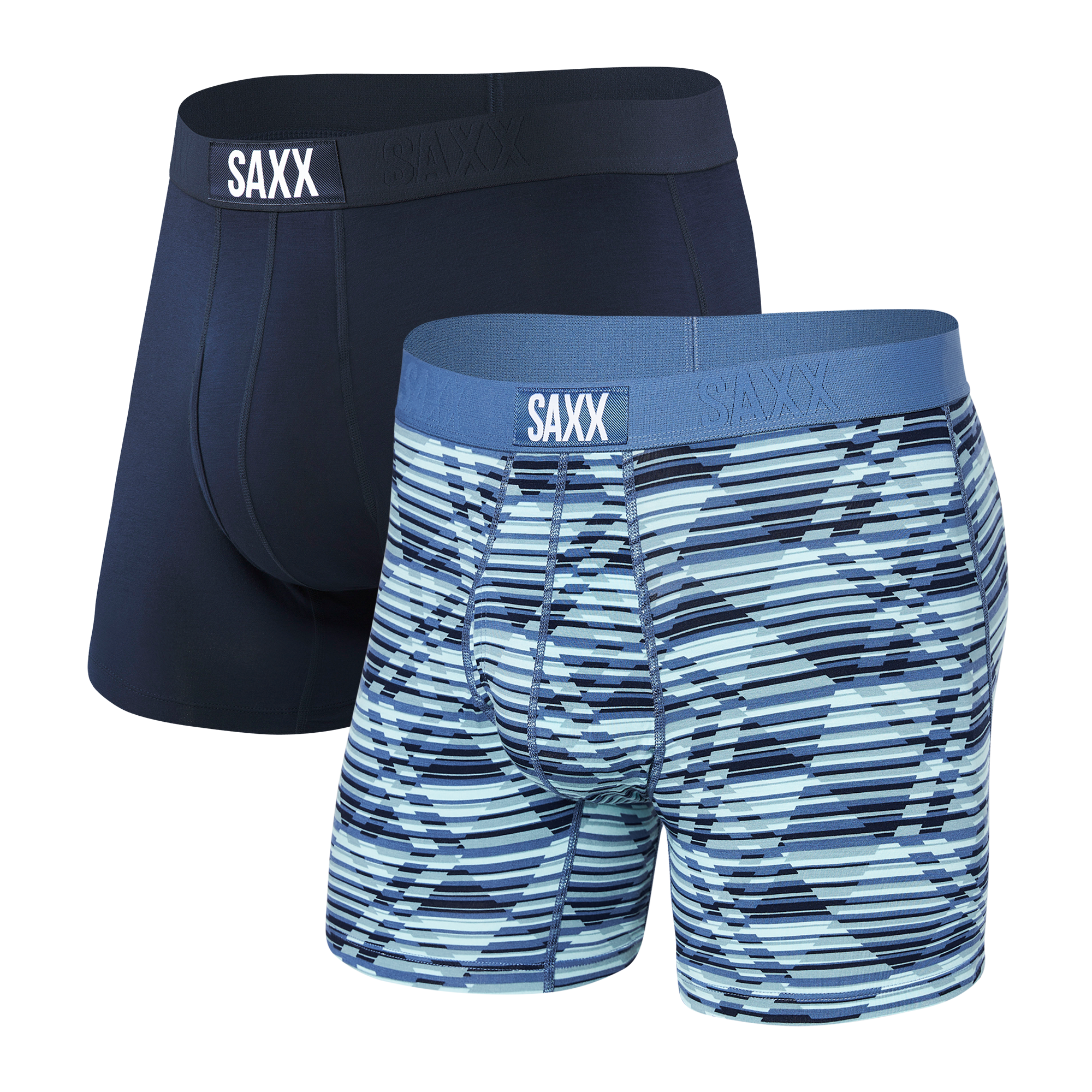 Saxx Ultra Super Soft 2 Pack Boxer Briefs - Dazed Argyle / Navy