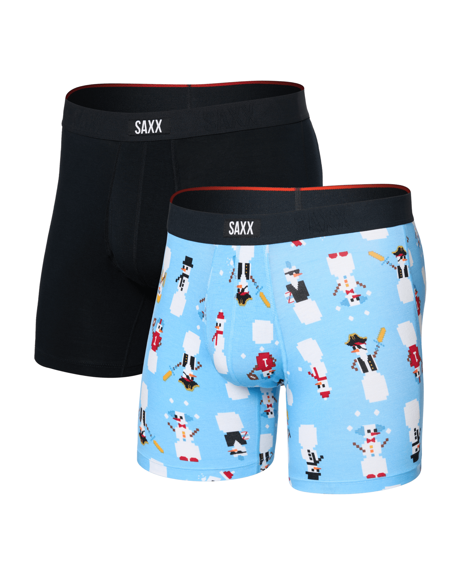 Saxx Vibe Xtra (2 Pack) Soft Comfort Boxer Brief 6" – Frosty the Gamer / Black