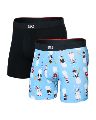 Saxx Vibe Xtra (2 Pack) Soft Comfort Boxer Brief 6" – Frosty the Gamer / Black