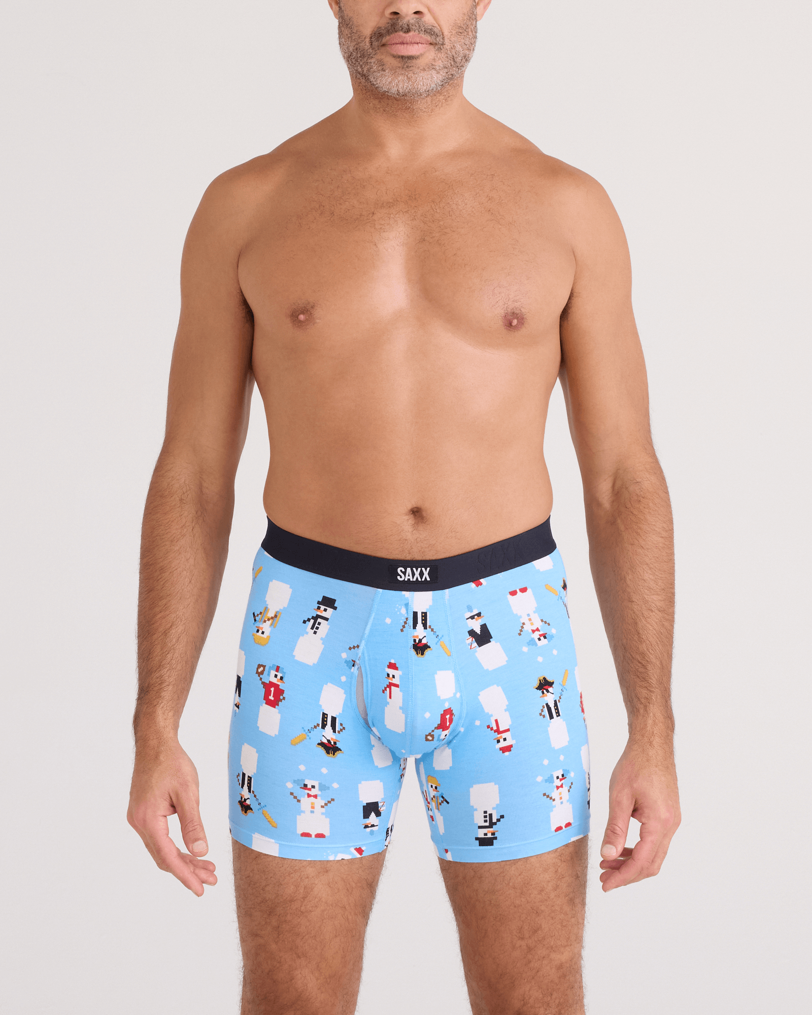 Saxx Vibe Xtra (2 Pack) Soft Comfort Boxer Brief 6" – Frosty the Gamer / Black