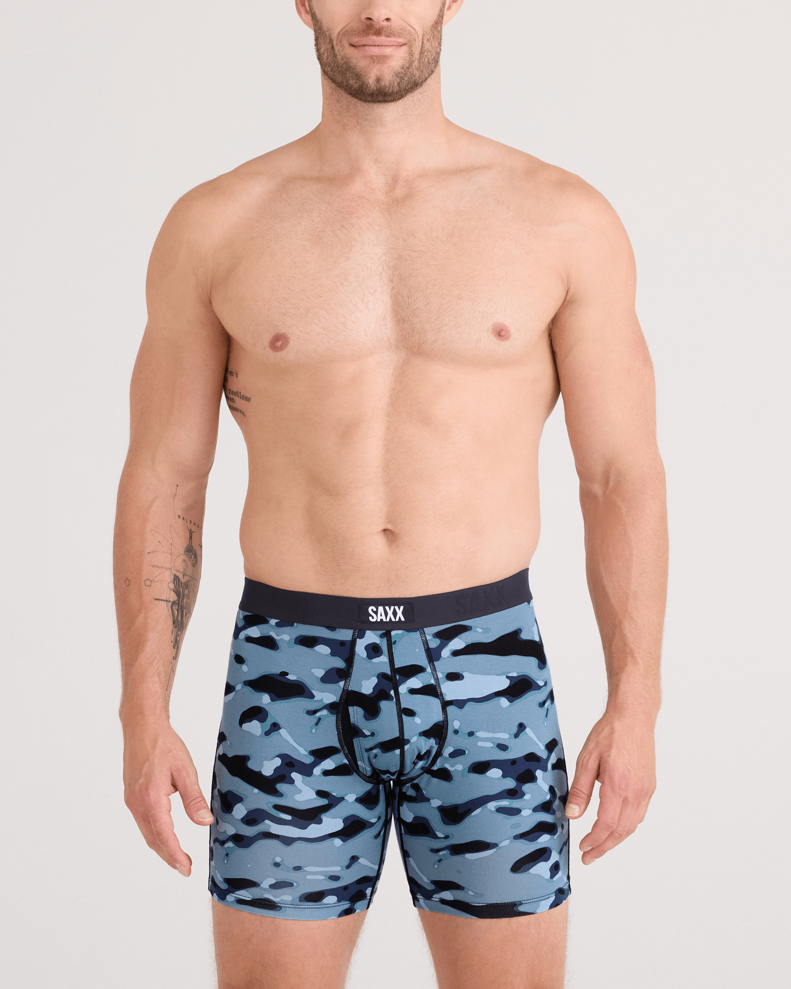 Saxx Underwear Vibe Xtra (2 Pack) Soft Comfort Boxer Brief 6" - Pond Camo / Navy