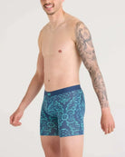 Saxx Underwear Vibe Xtra (2 Pack) Soft Comfort Boxer Brief 6" - Pineapple Brocade/Black