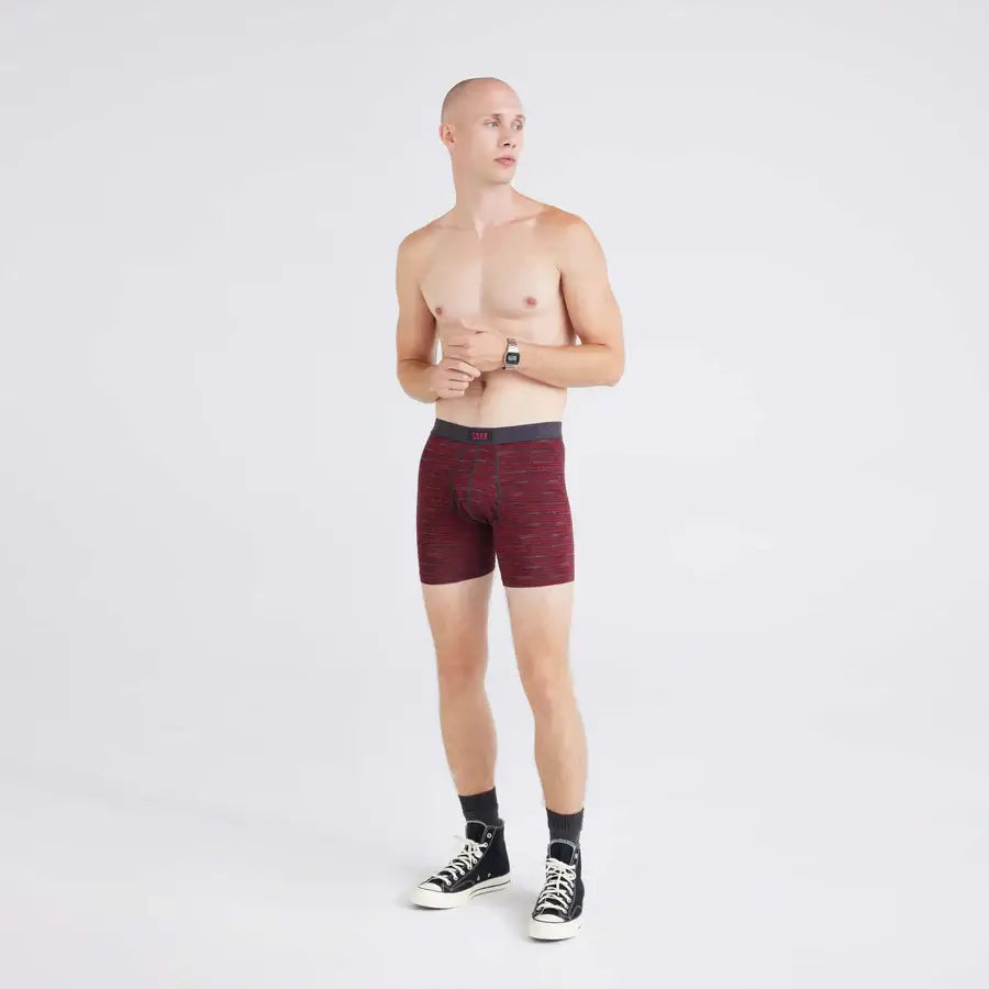 Saxx Underwear Vibe Xtra (2 Pack) Soft Comfort Boxer Brief 6" - Spacedye Stripe/Black