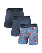 SAXX Daytripper 3 Pack Boxer Briefs – Holiday Edition Santathalon / Stripe / Navy
