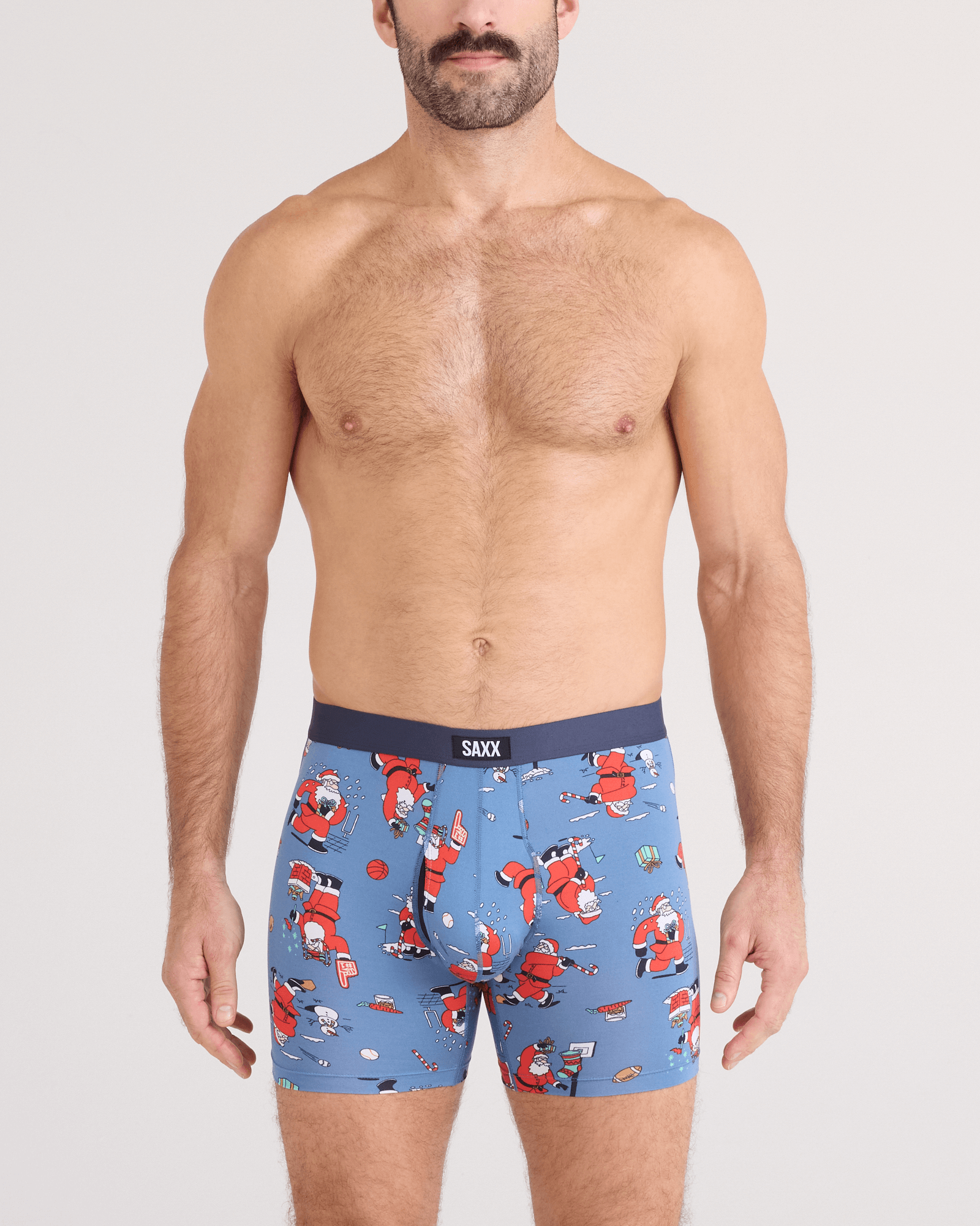SAXX Daytripper 3 Pack Boxer Briefs – Holiday Edition Santathalon / Stripe / Navy