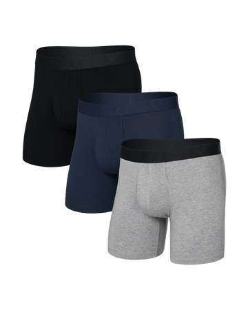 SAXX DropTemp™ Cooling Cotton Boxer Briefs 3-Pack – Grey/Dark Ink/Black