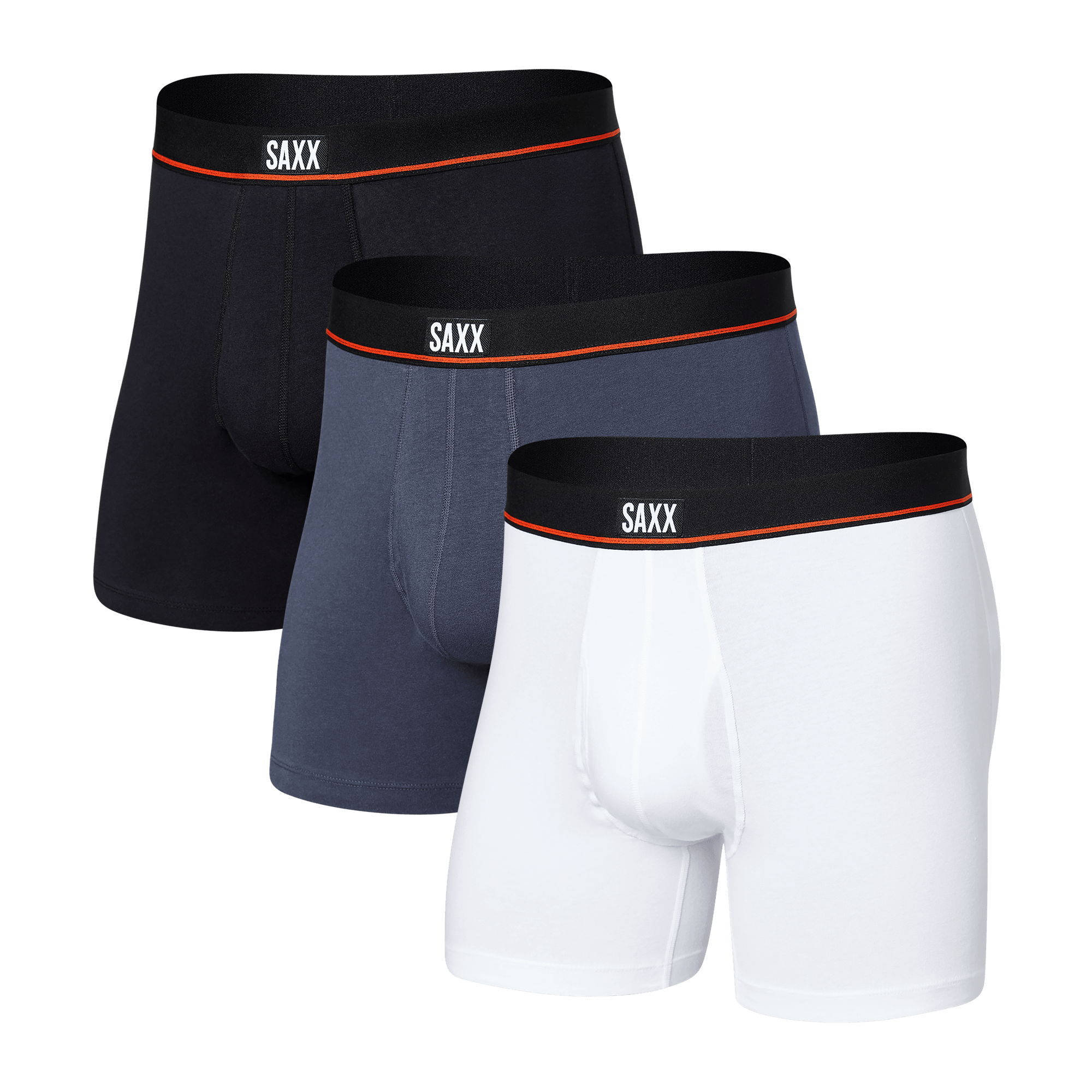 Saxx Non Stop Stretch Cotton 3 Pack Boxer Briefs - Black/Navy