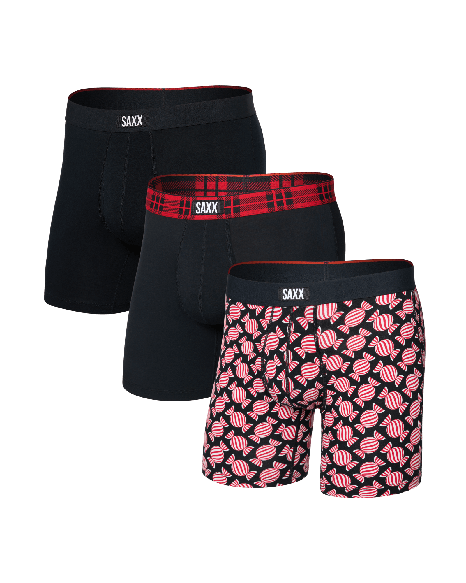 Saxx Vibe Xtra 3 Pack Soft Comfort Boxer Brief 6" – Sweet Stripe / Check WB / Black