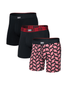 Saxx Vibe Xtra 3 Pack Soft Comfort Boxer Brief 6" – Sweet Stripe / Check WB / Black