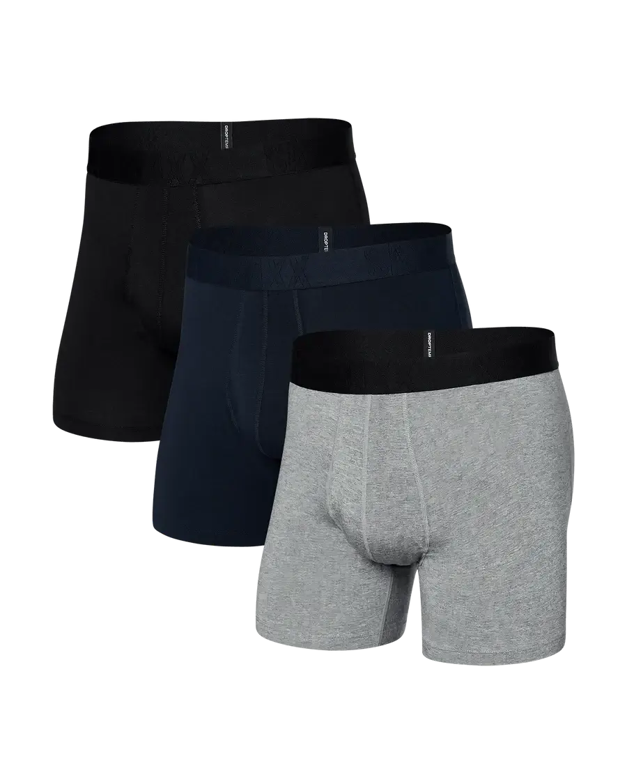 Saxx DropTemp® 3-Pack Cooling Cotton Boxer Brief 5" - Dark Grey Heather/Dark Ink/Black