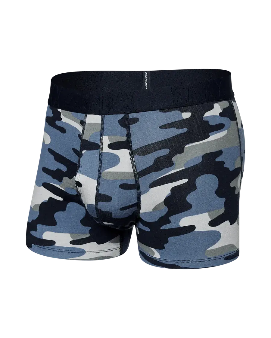 Saxx Underwear DropTemp™ Cooling Cotton 1 Pack Trunks - Tidal Camo, Blue