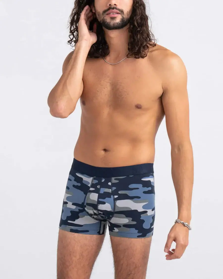 Saxx Underwear DropTemp™ Cooling Cotton 1 Pack Trunks - Tidal Camo, Blue