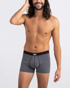 Saxx Underwear Non Stop Stretch Cotton 1 Pack Trunks - Hiker Stripe, Grey