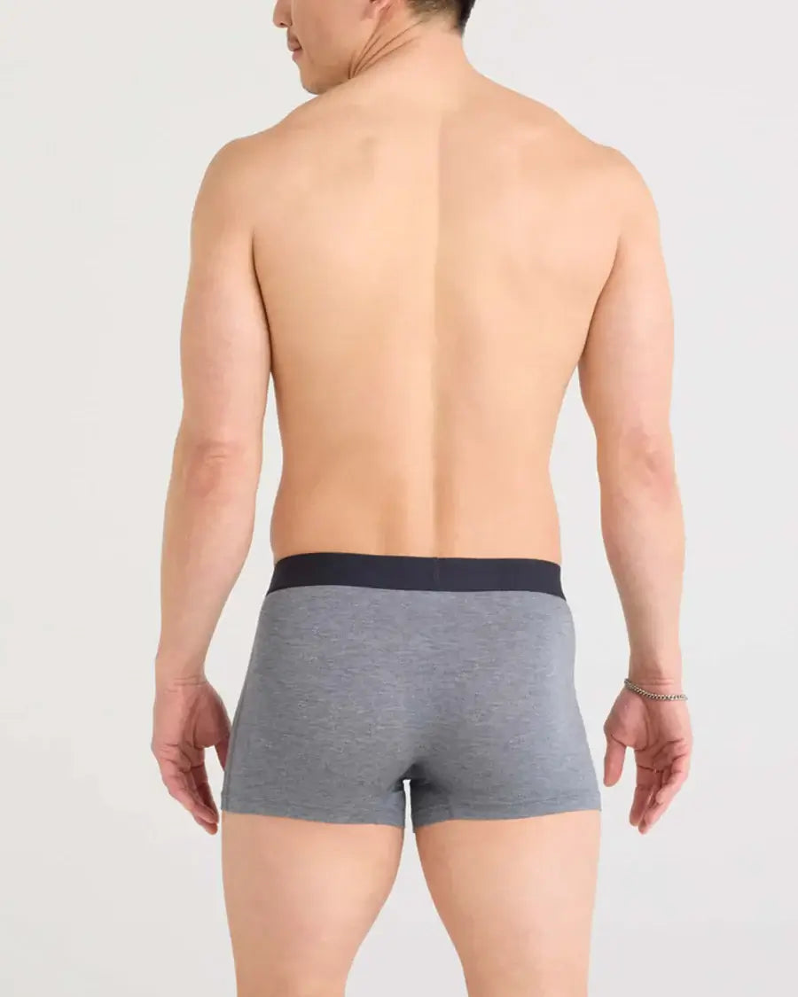 Saxx Underwear Vibe Xtra (2 Pack) Soft Comfort Trunks 3" - Black / Dark Grey Heather