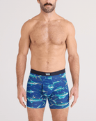 Saxx Underwear Vibe Xtra Soft Comfort Boxer Brief 6" - Digi Fish, Sapphire