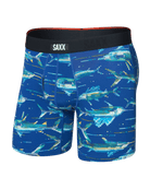 Saxx Underwear Vibe Xtra Soft Comfort Boxer Brief 6" - Digi Fish, Sapphire