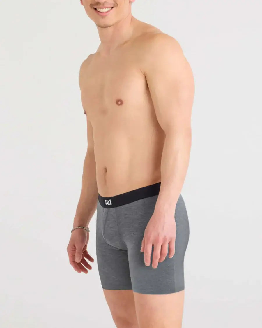 Saxx Underwear Vibe Xtra (3 Pack) Soft Comfort Boxer Brief 6" - Black/Dark Grey Heather/Navy