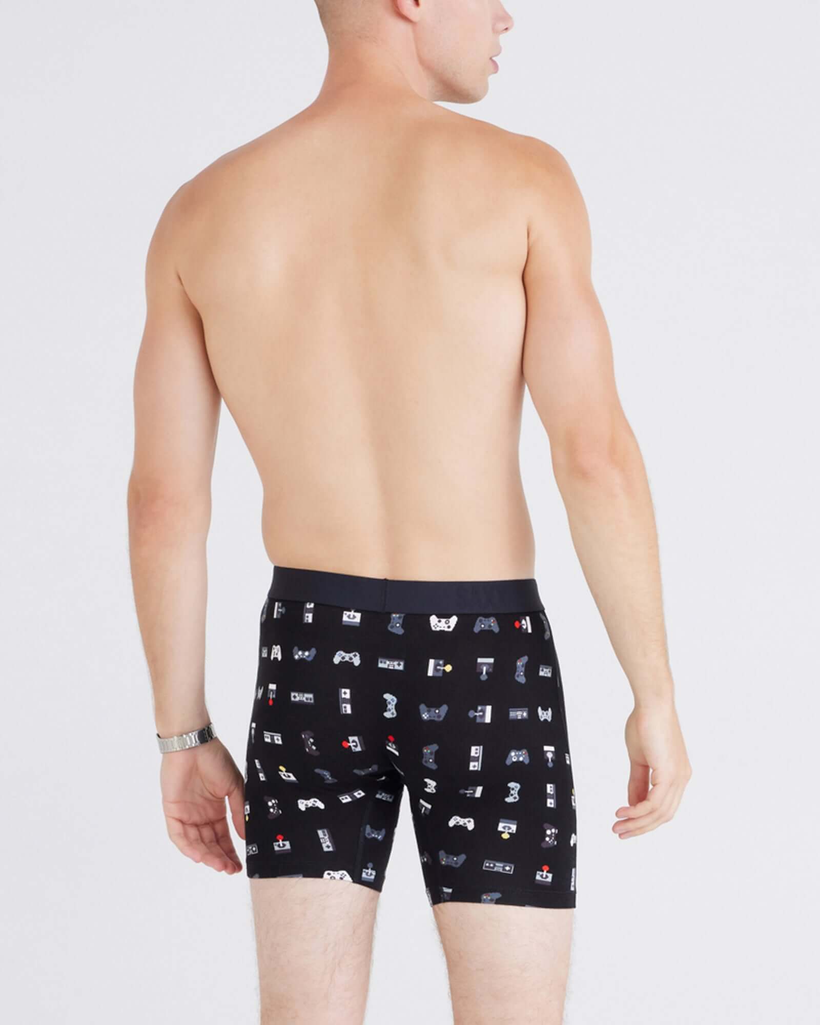 Saxx Underwear Vibe Xtra Soft Comfort Boxer Brief 6" - Gamer, Black